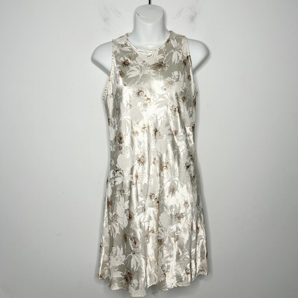 ALL THAT JAZZ Vintage 90s Y2K Floral Satin Mini Summer Dress Womens Size 9/10